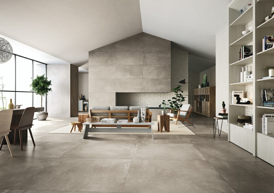 home in neutral colours with porcelain tiles